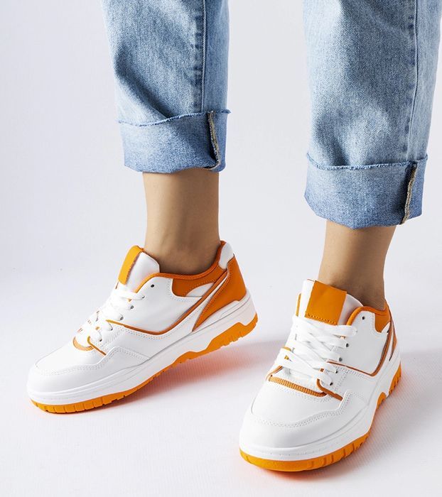 Biało-pomarańczowe sneakersy Barrette