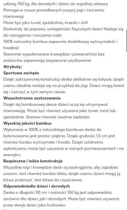 Deska bambusowa do balansowania , synoryki