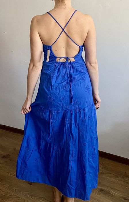 Sukienka maxi niebieska kobaltowa chabrowa S H&M