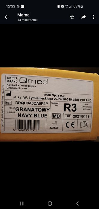 Sprzedam kamizelkę ortopedyczną firmy Qmed