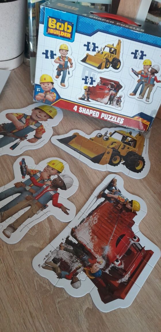 Puzzle konturowe Jumbo, Bob Budowniczy, 4 układanki w teczce