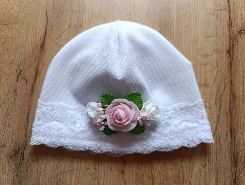 Komplet 3 cz. Biały na chrzest 50-80 cm