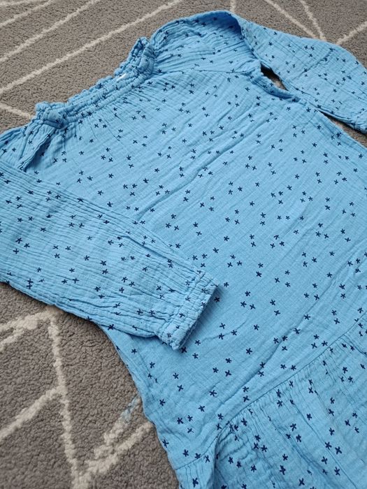 Sukienka r 116 H&M bawełna muślinowa niebieska