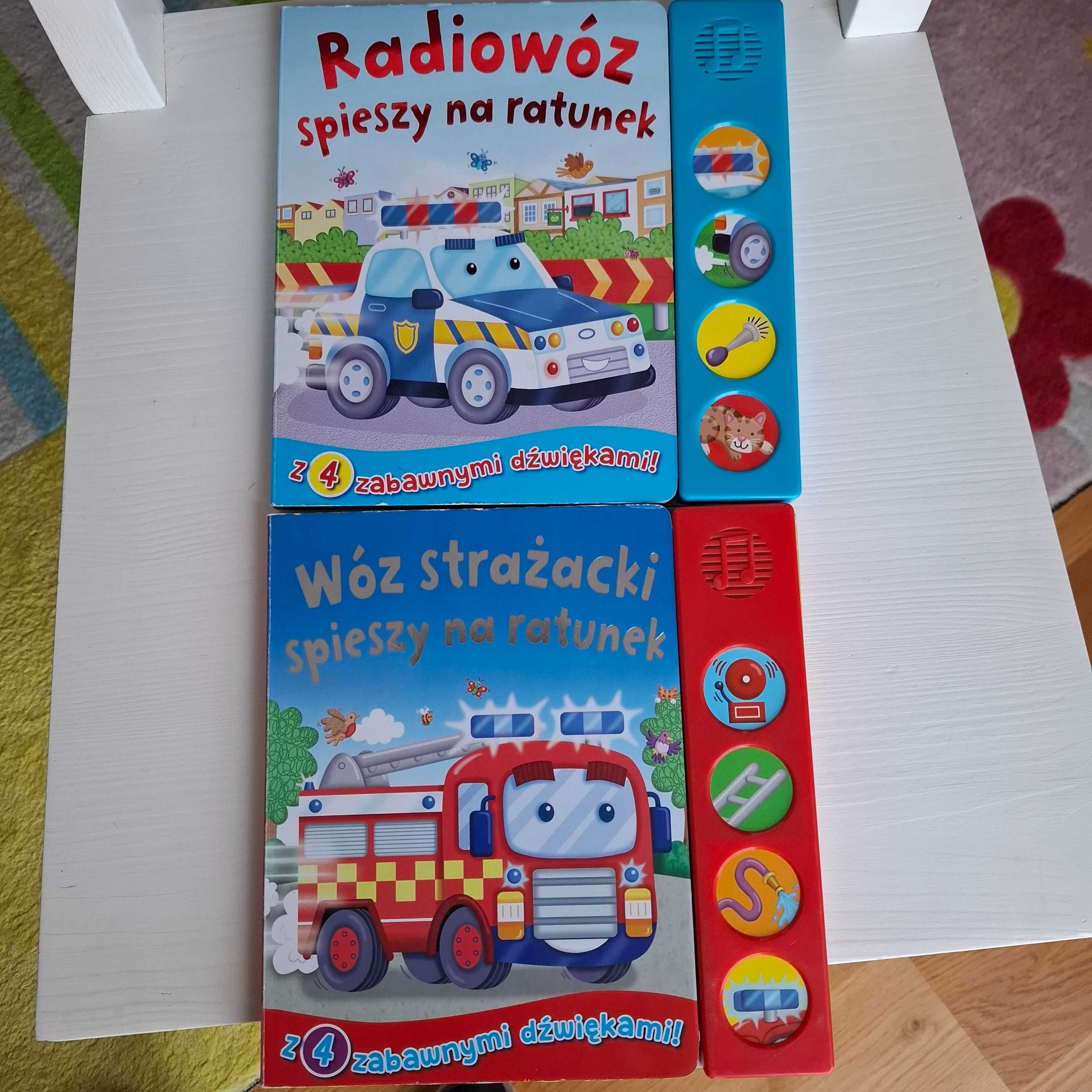 2 książeczki z dźwiękiem Radiowóz i wóz strażacki