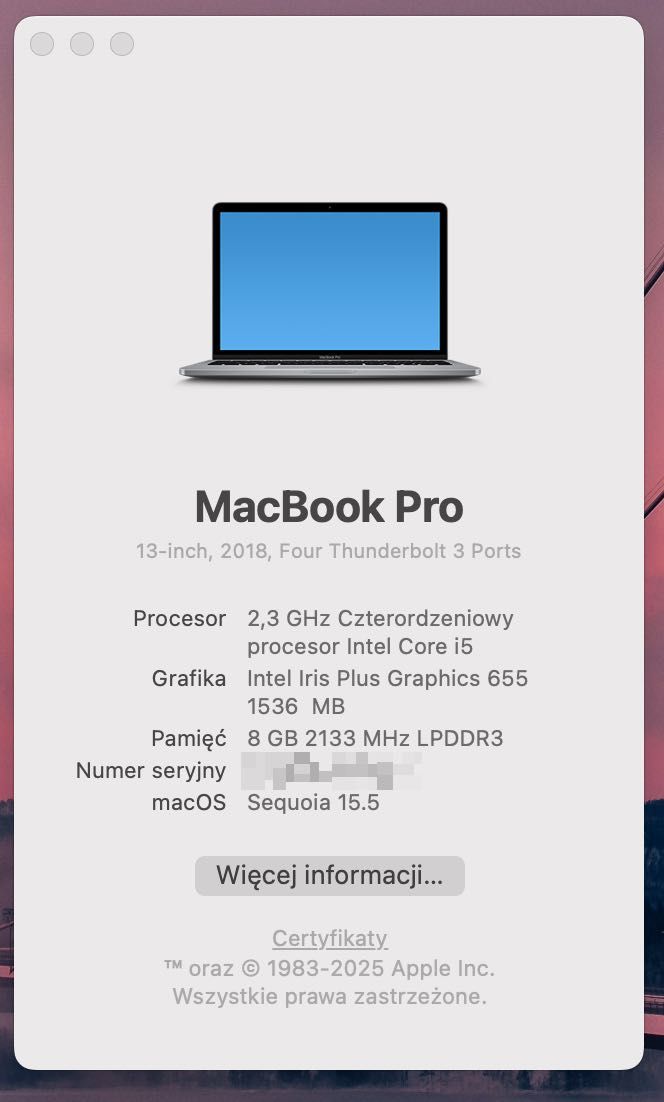 Apple MacBook Pro 13 cali wersja z touchbarem 2018