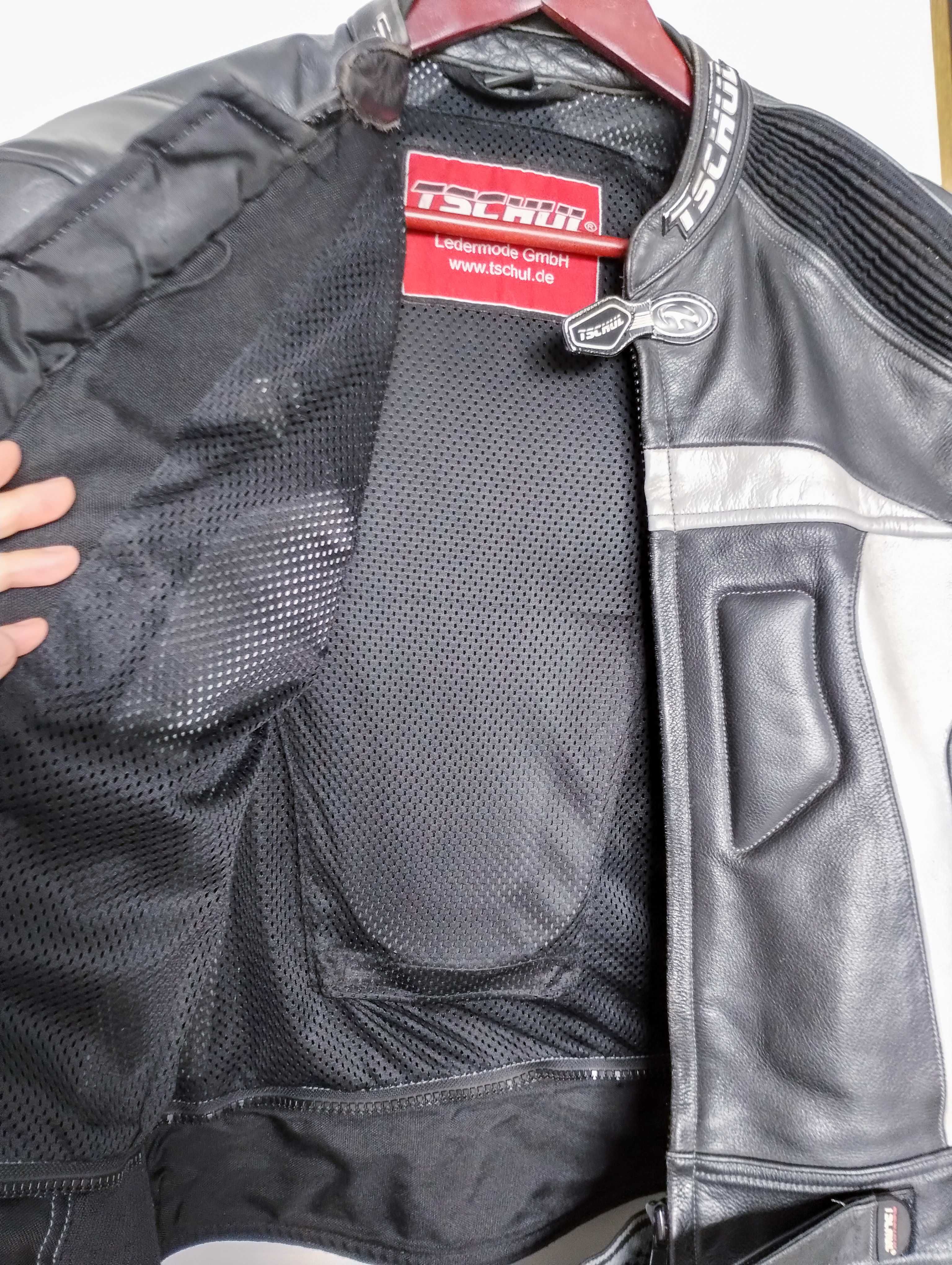 Kombinezon dwuczęściowy motocyklowy męski skórzany Tschul L