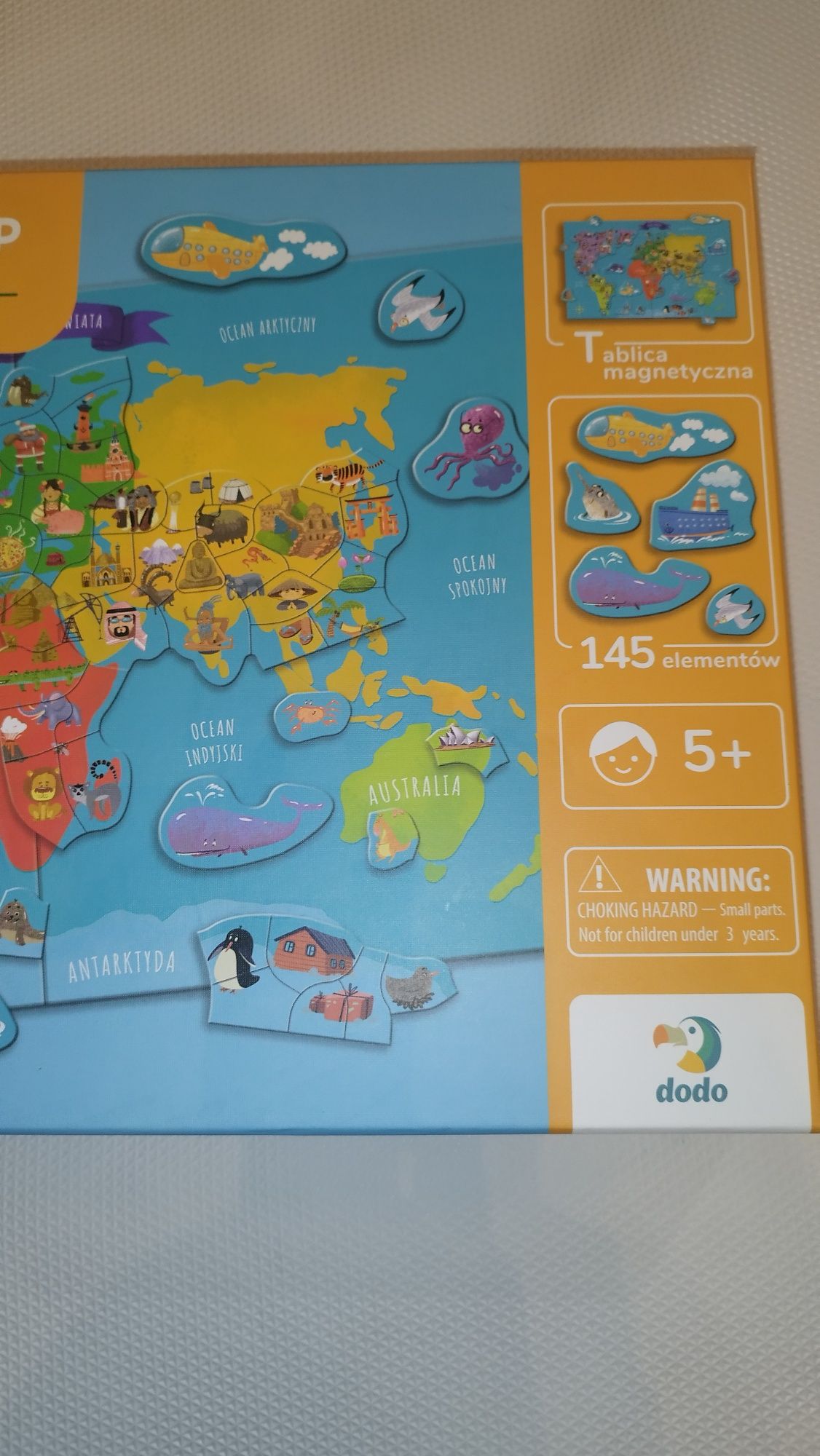 Dodo * Magnetyczna Mapa Świata dla dzieci * gra edukacyjna puzzle
