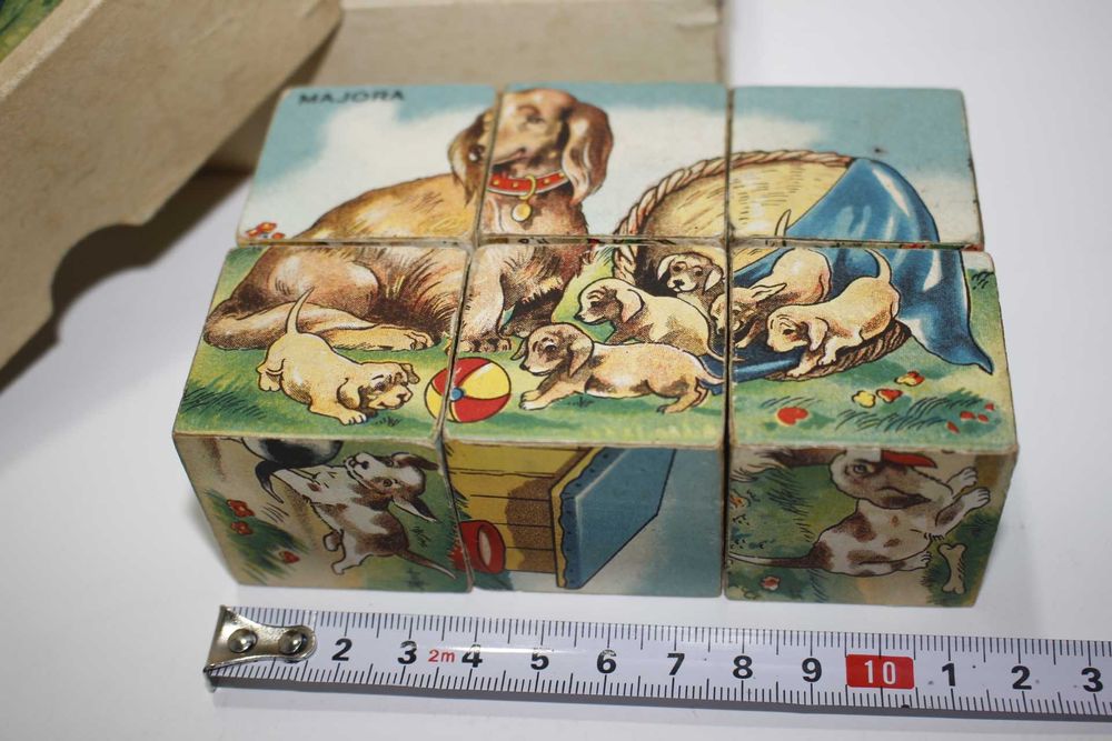 Antigo Jogo Majora completo - Cubos de madeira - Tematica animais