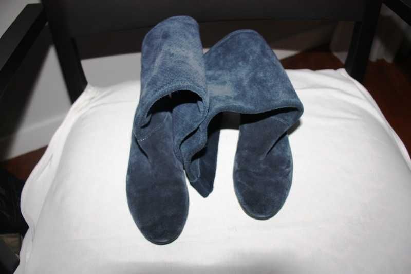 Botas azul marinho antes do joelho em pele da MAX tamanho 36-37