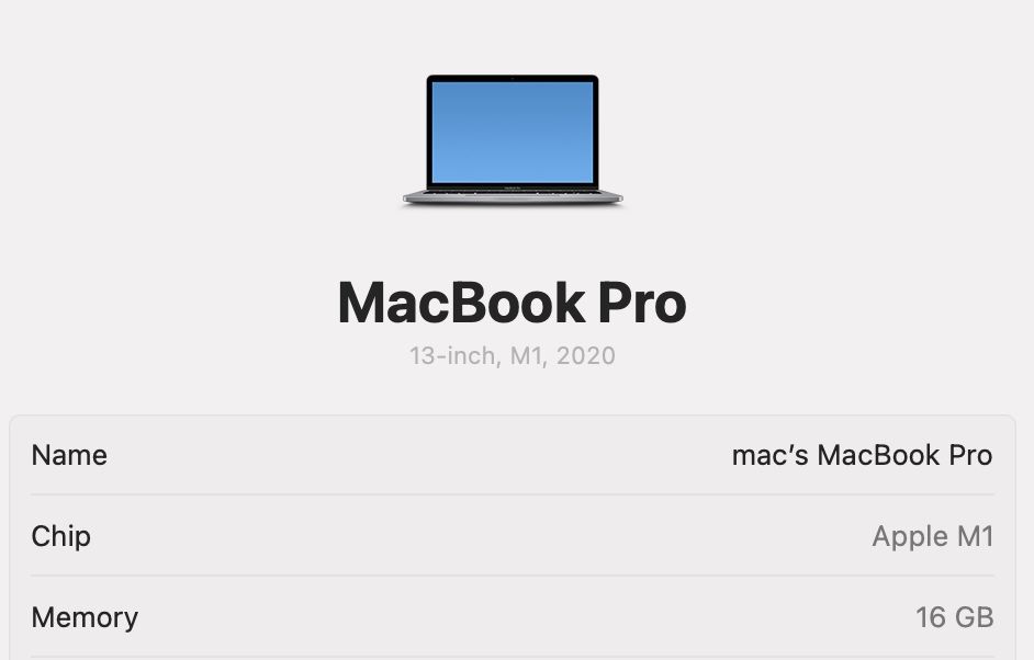 MacBook Pro 13 2020 M1 16Gb 256Gb Space 90%