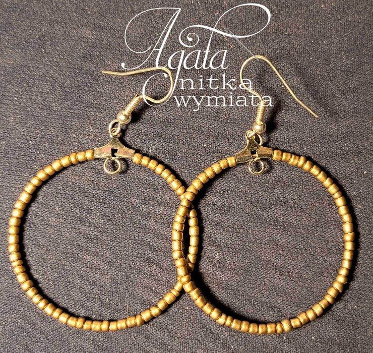 kolczyki koła, złoty mat