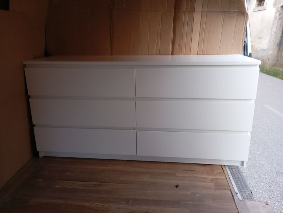 Cómoda branca de 6 gavetas