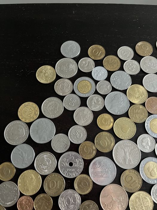 Kolekcja monet, marki niemieckie, liry włoskie, deutsche mark, 1950r.+