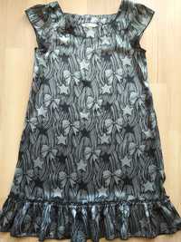 Sukienka H&M srebrno-czarna 140