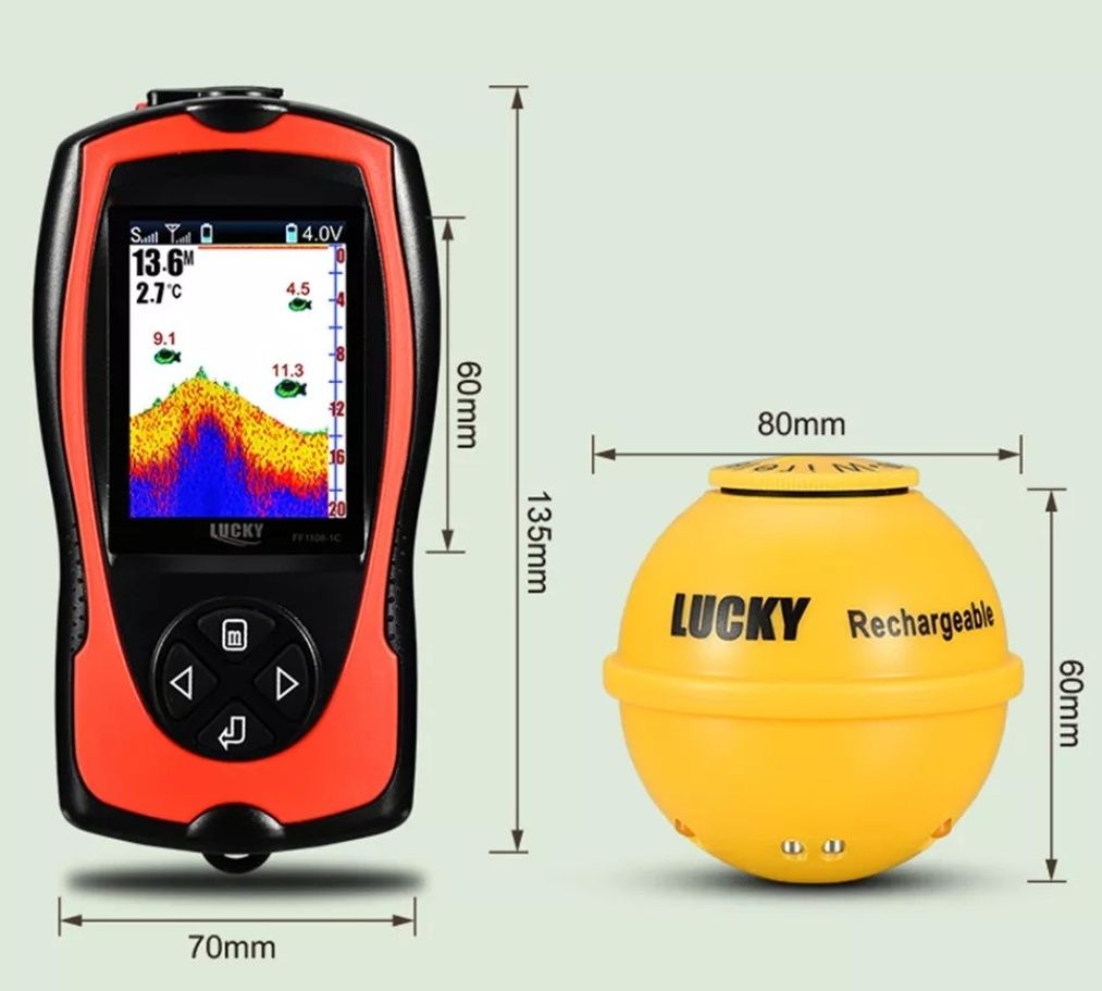 Sonda portátil sem fios para pesca localiza peixe informa profundidade