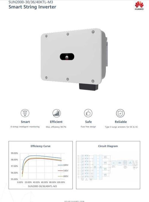 Мережевий інвертор Huawei SUN2000-30KTL-M3 (30 кВт 3 фази 4 MPPT)