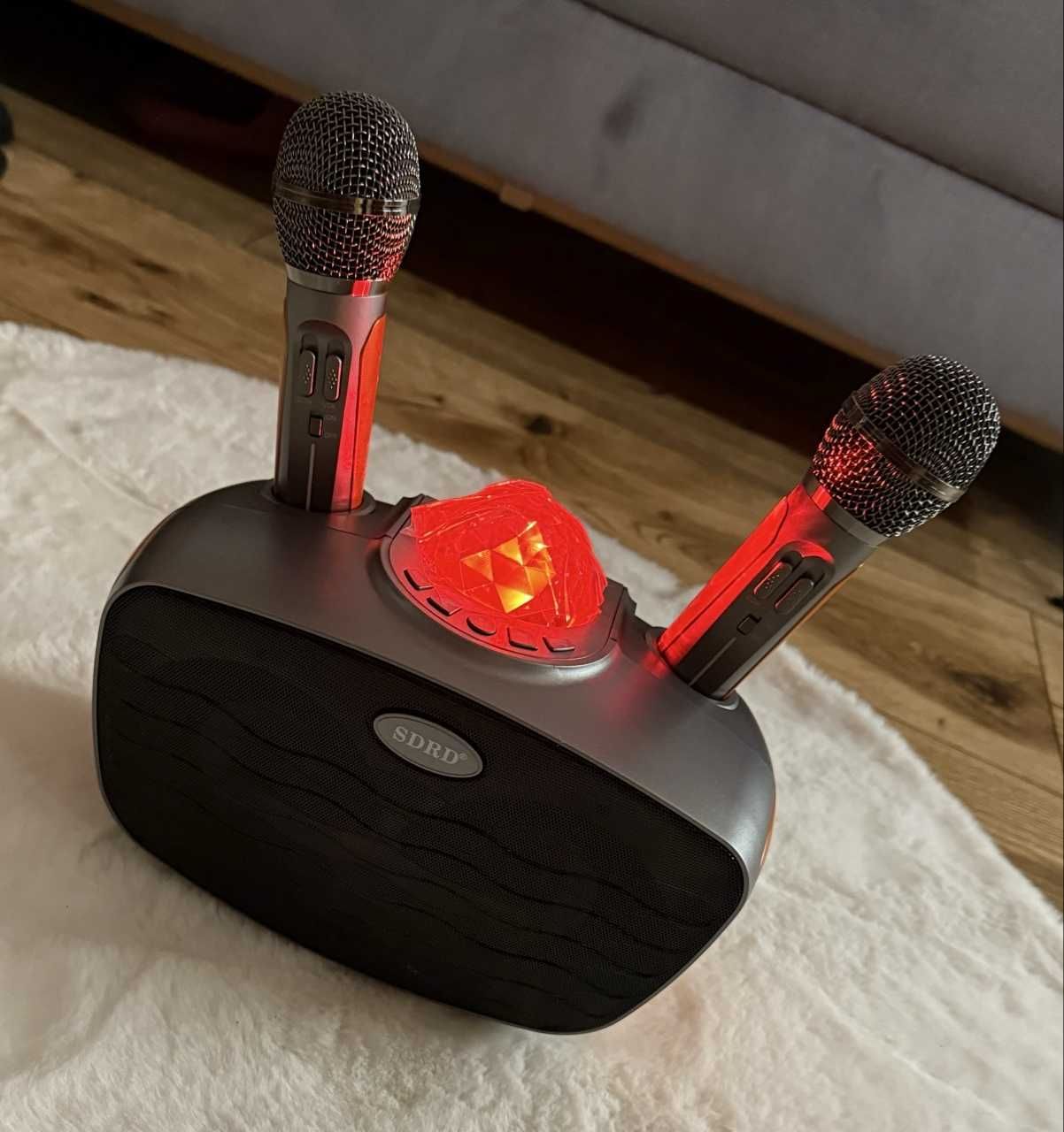 Karaoke Zestaw Bezprzewodowy 2 Mikrofony Bluetooth Głośnik
