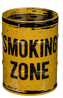 Retro Żółta Popielniczka z Napisem Smoking Zone, Wymiary 7,5x7,5x10 cm