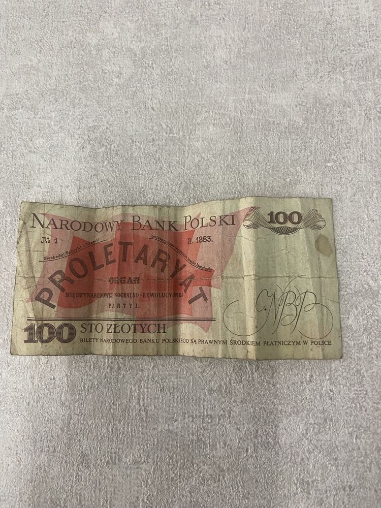 Banknot 100 zł.  z 1986 roku z Waryńskim