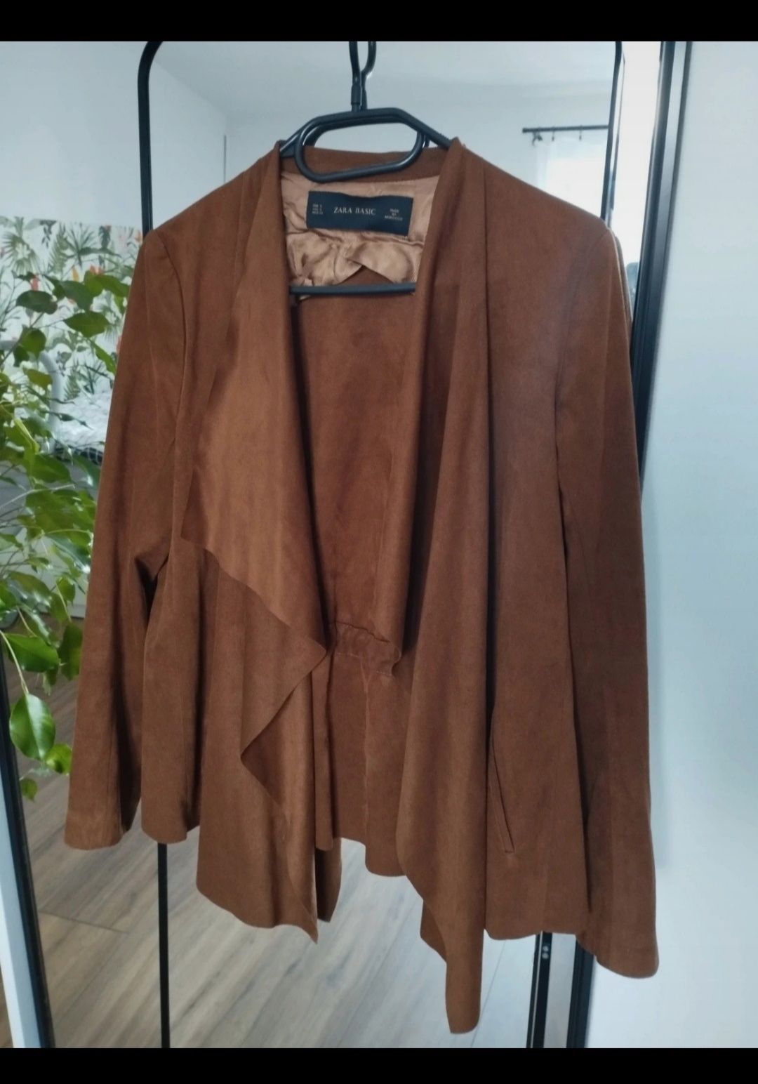 Żakiet/ marynarka kurtka ZARA, 36/S, brązowy, 100% acetat, narzutka