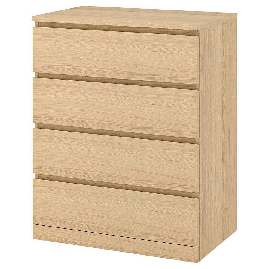 Kredens Ikea  MALM Komoda, 4 szuflady okleina dębowa  80x100  Nowa