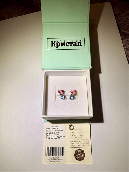 Сережки золоті з топазами