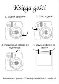 Wesele, instrukcja instax do księgi gości do edycji