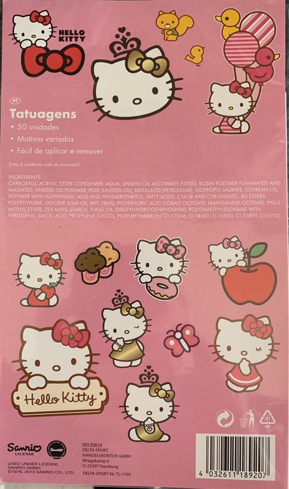 Autocolantes Tatuagens Hello Kitty 50 desenhos