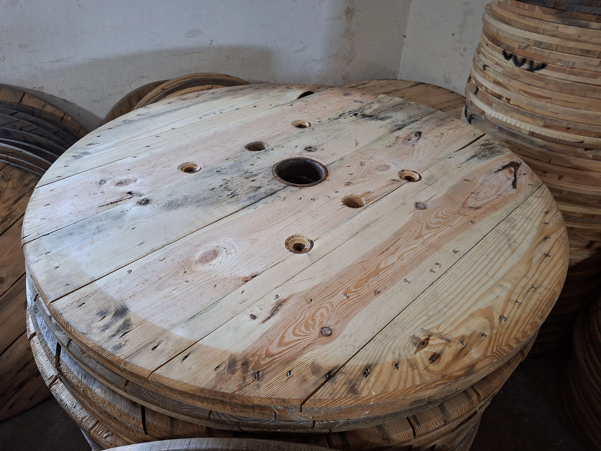 Stół, Blat za szpuli, 115cm, solidny, 4,5cm ładne drewno LOFT