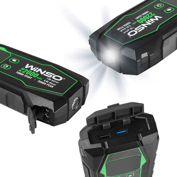 Портативний пусковий пристрій Winso Бустер 1000A/2000A Winso 22000mAh.