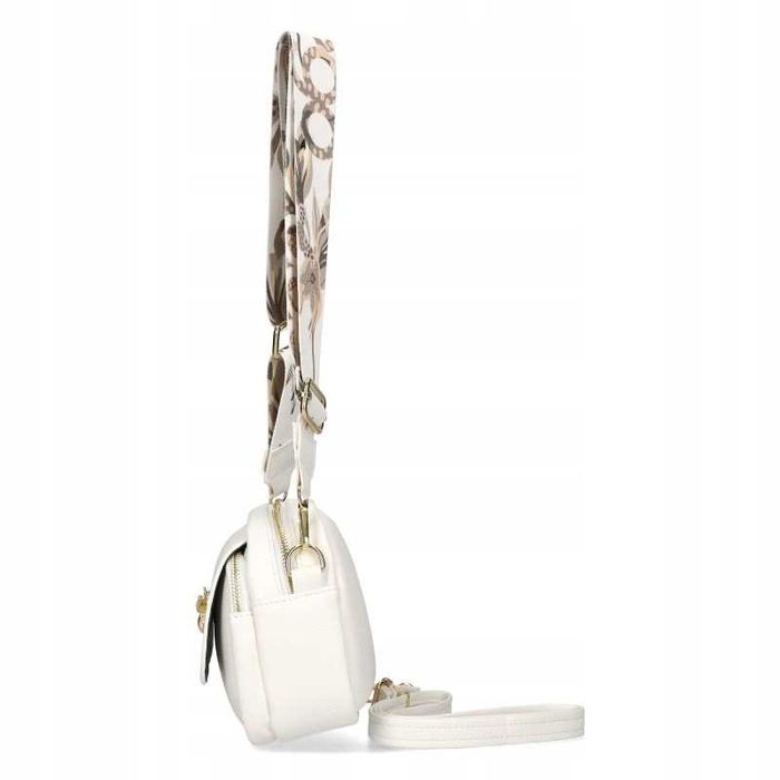 EGO Polska Torebka Damska Listonoszka Skóra Eko Dwa Paski Logo Biała