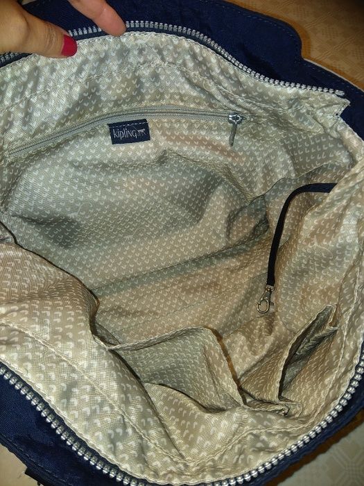 Mala Carteira Kipling azul cinzento limão tamanho médio