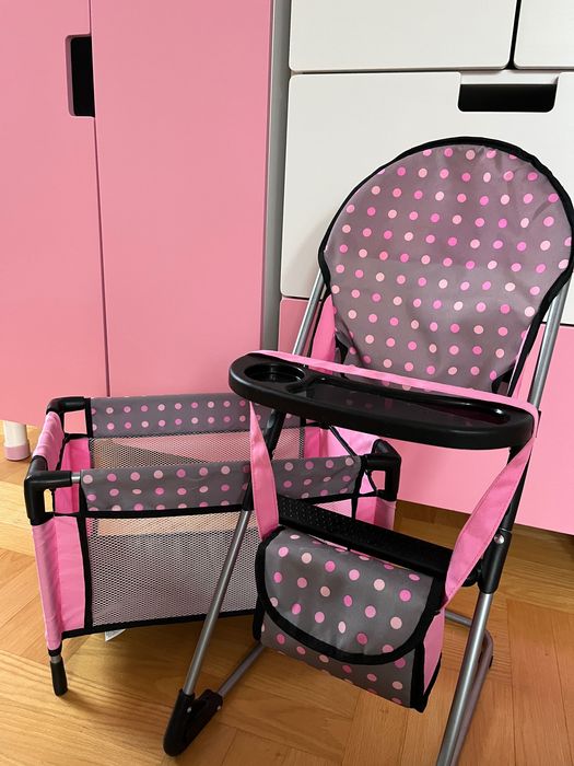 Krzesełko do karmienia łóżeczko i torba dla lalki