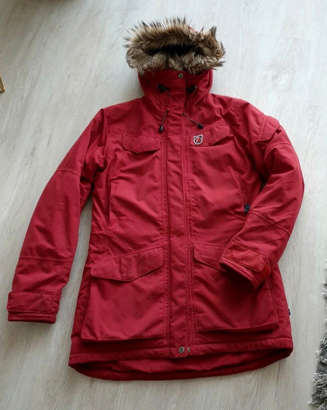 Fantastyczna bordowa parka premium Fjallraven XS/S