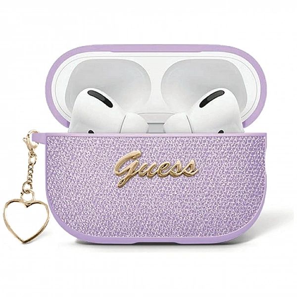 Etui Guess Metallic Script Charm na AirPods 4 - fioletowe