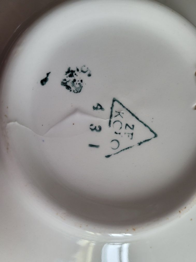 Zf Koło Porcelanowy Talerz Ręcznie Malowany Fajans Kwiaty