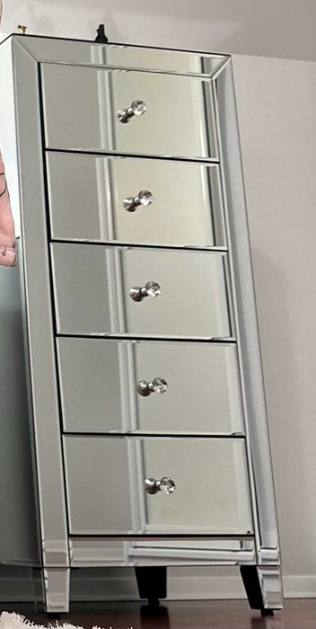 Komoda lustrzana blat lustro srebrna z szufladami 49x41 cm KARE Luxury