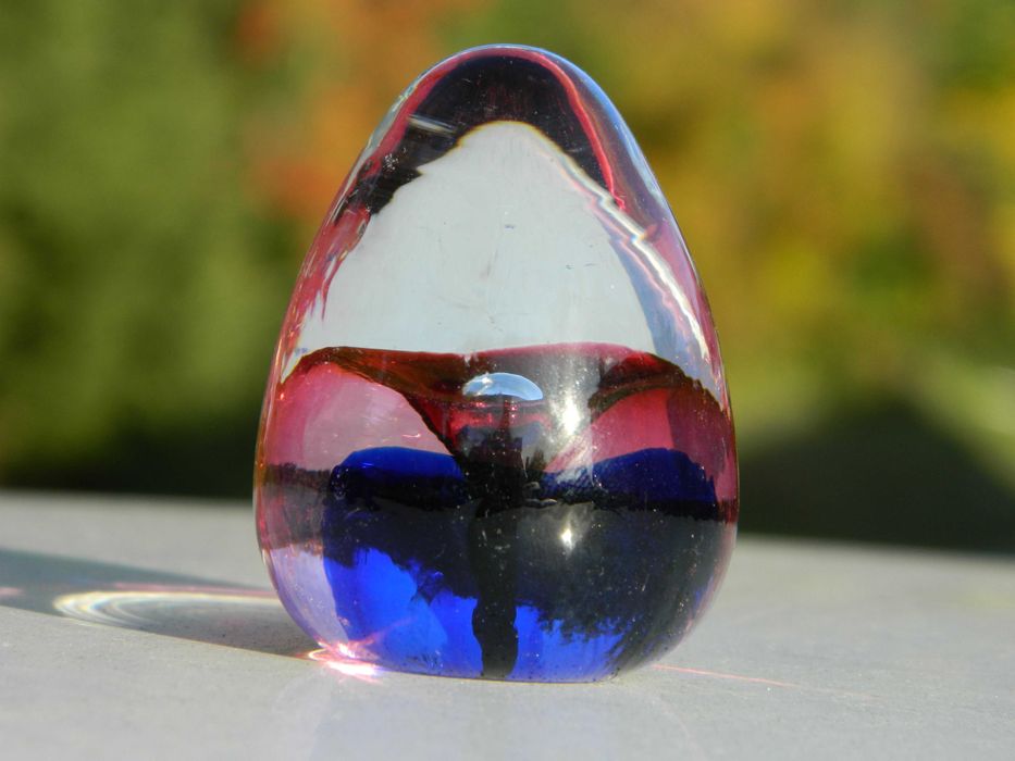 przycisk do papieru * glass paperweight szkło dekoracyjne * eliptyczny