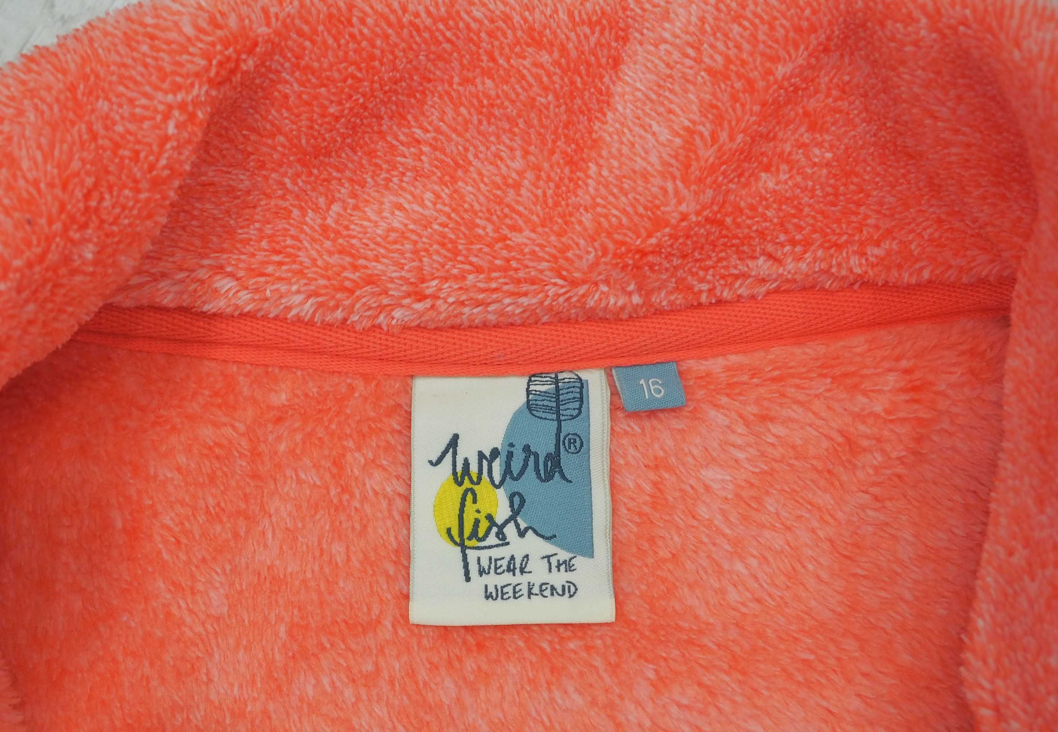 Koralowa ciepła bluza Weird Fish_fleece_teddy_rozmiar 44