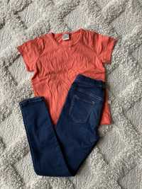 Jegginsy 128 jeansy + koszulka Liegelind