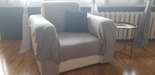 Fotel biało szary