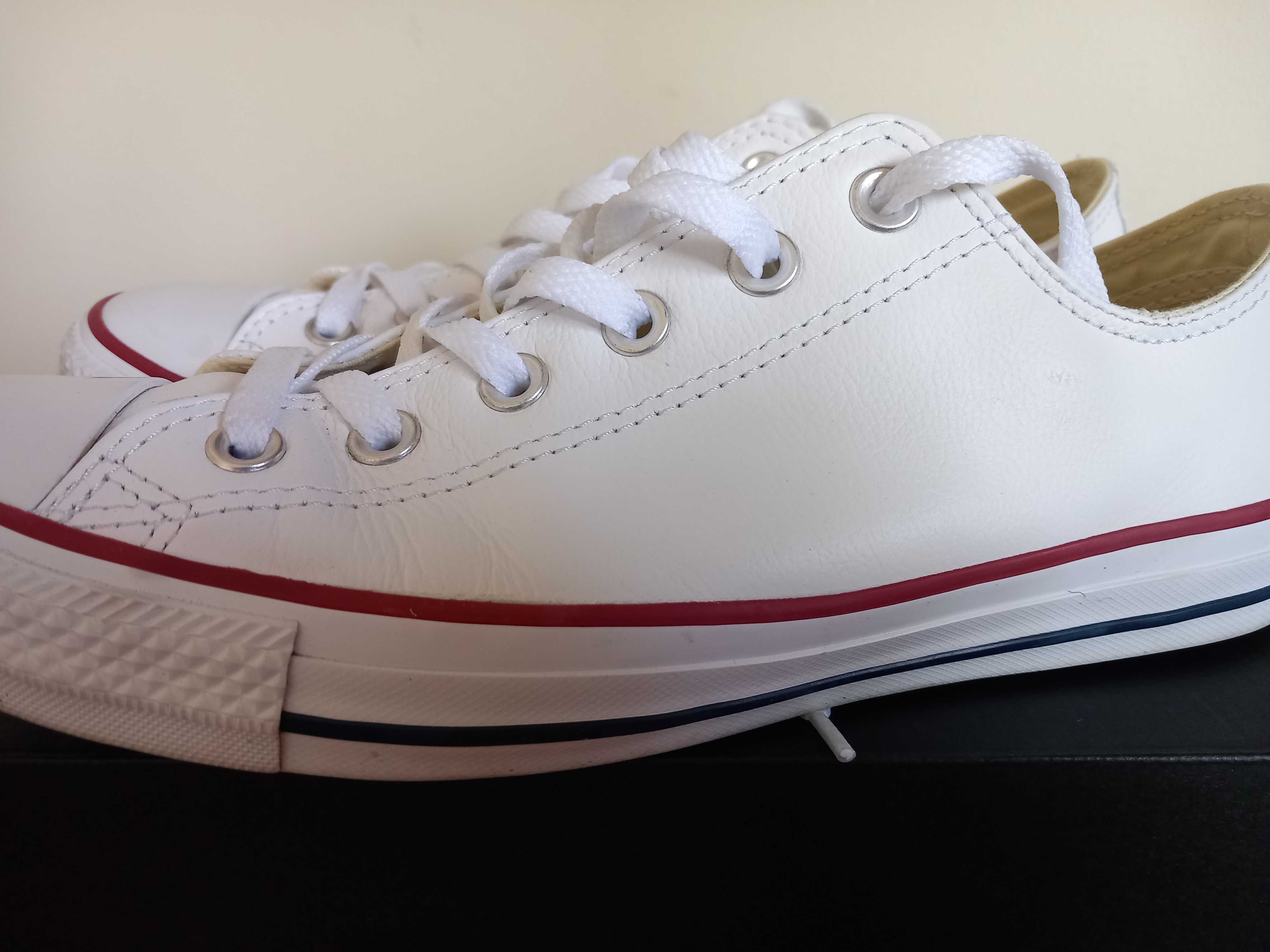 Converse All Star białe trampki niskie klasyczne oryginał, skórzane 41