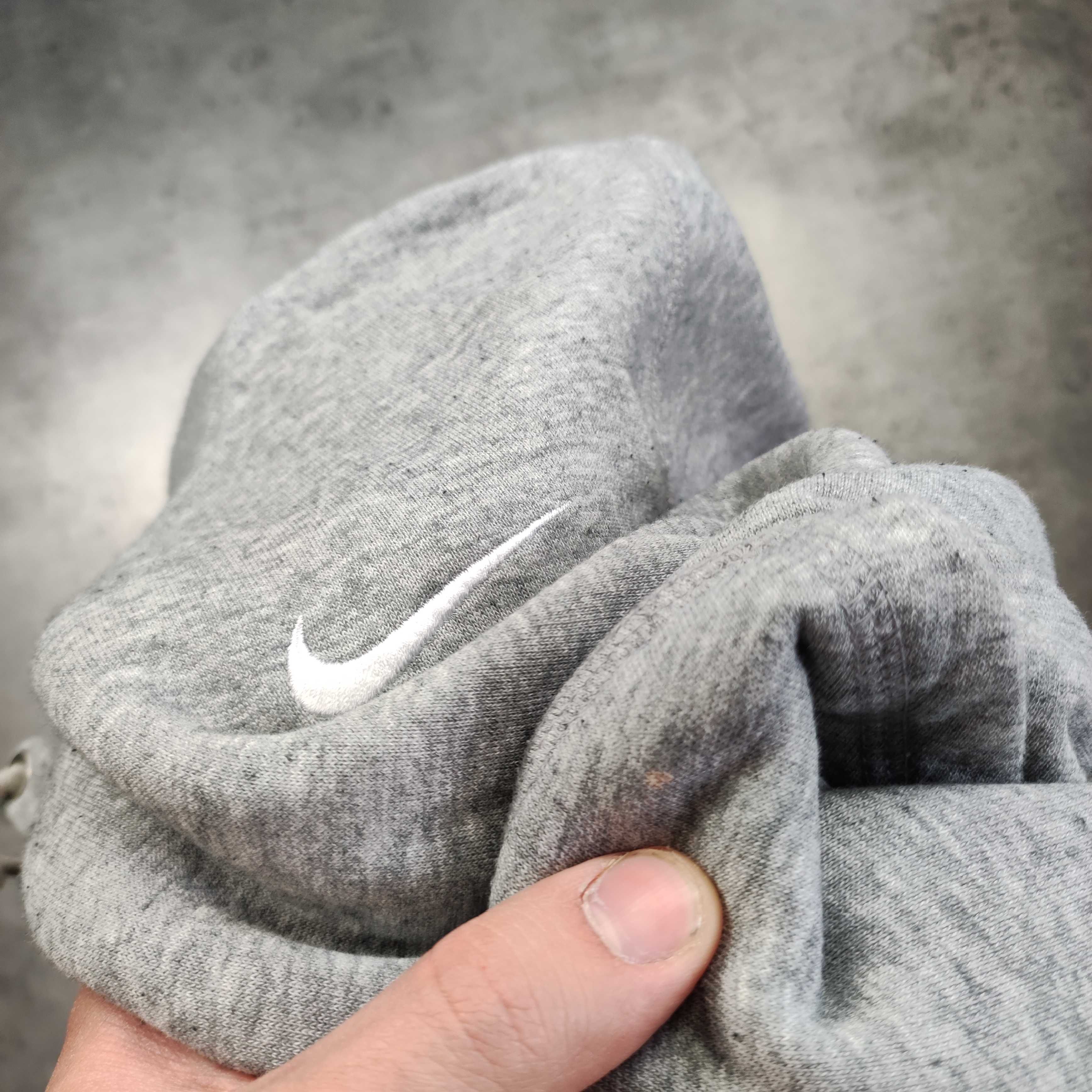 MĘSKA Bluza Bawełniana Hoodie z Kapturem Nike Szara Klasyczna Swoosh