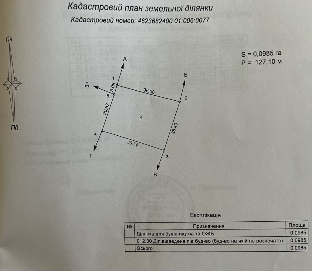 Земельна ділянка / участок / план для будівництва в с.Давидів