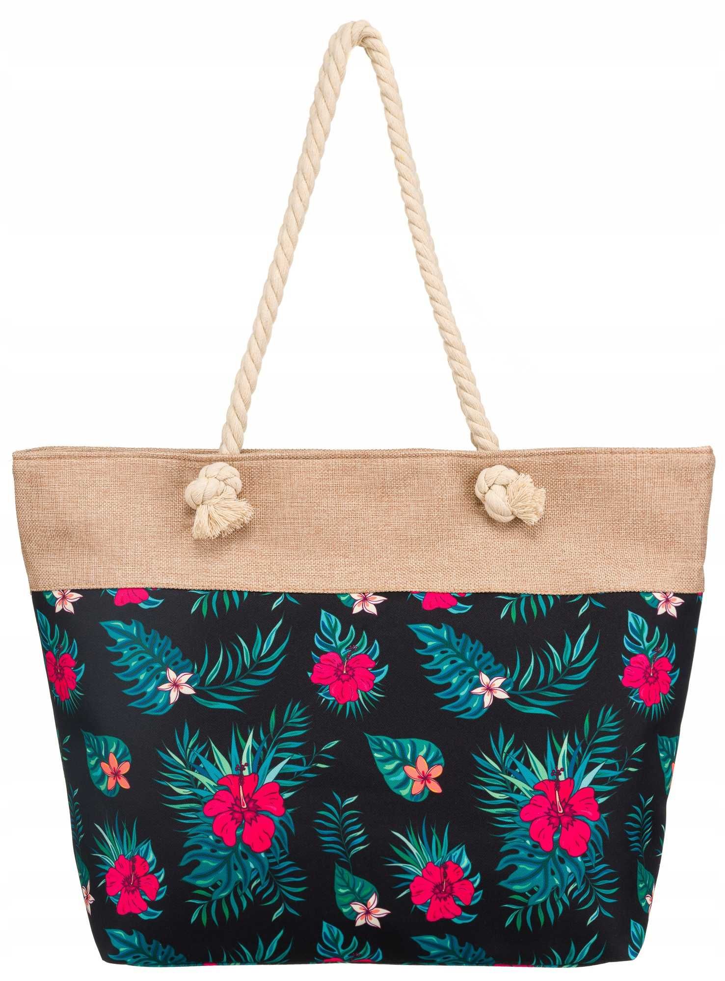 Torba damska wiosenna letnia zakupowa shopper bag w kwiaty wzory A4