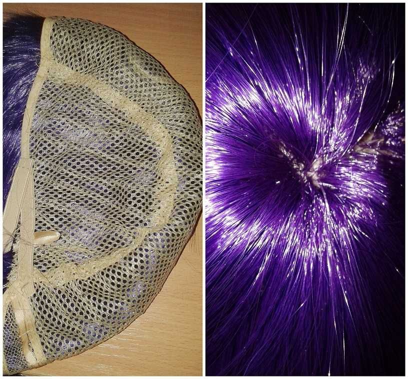 Krótka fioletowa peruka z grzywką bob cosplay wig fioletowy krótki