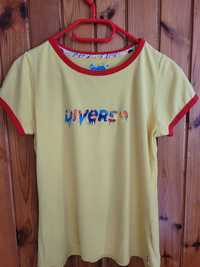 Koszulka damska Diverse żółta z kolorowymi napisami