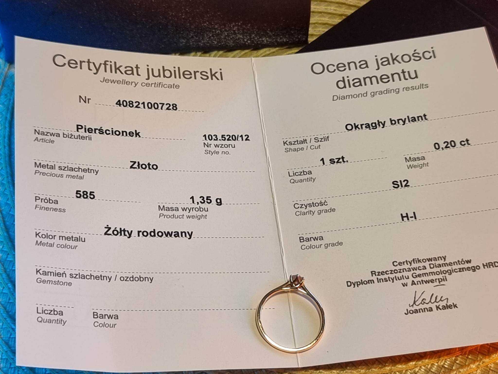 Pierścionek zaręczynowy APART, diament 20ct