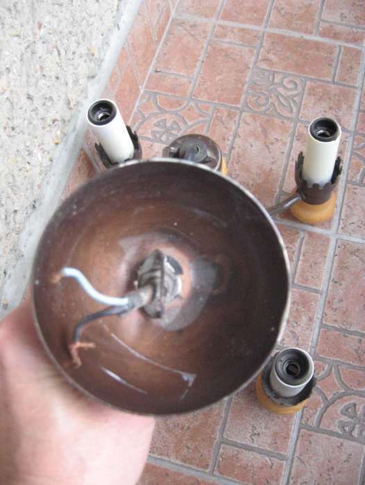 Żyrandol, lampa 4 ramienna metal, drewno