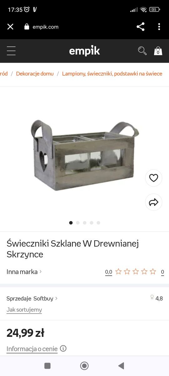 Nowe Świeczniki szklane w drewnianej skrzynce